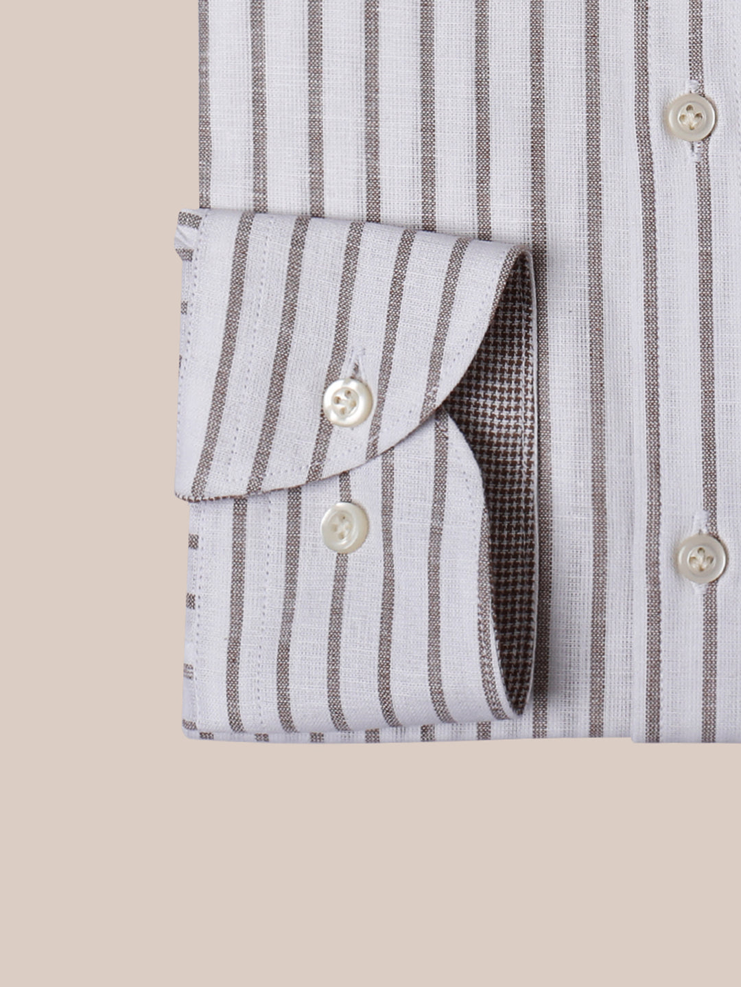 STRIPED WASHED COTTON LINEN REGULAR FIT SHIRT