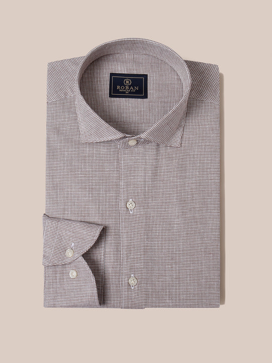 CHECKED WASHED COTTON LINEN REGULAR FIT SHIRT