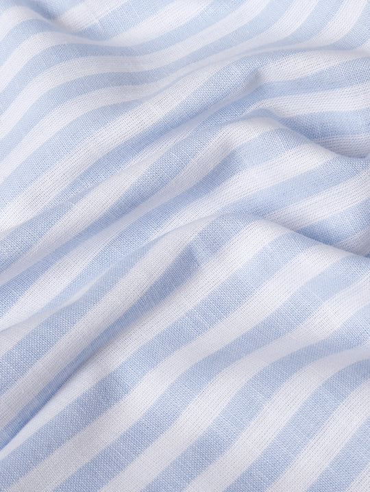 STRIPED WASHED COTTON LINEN REGULAR FIT SHIRT