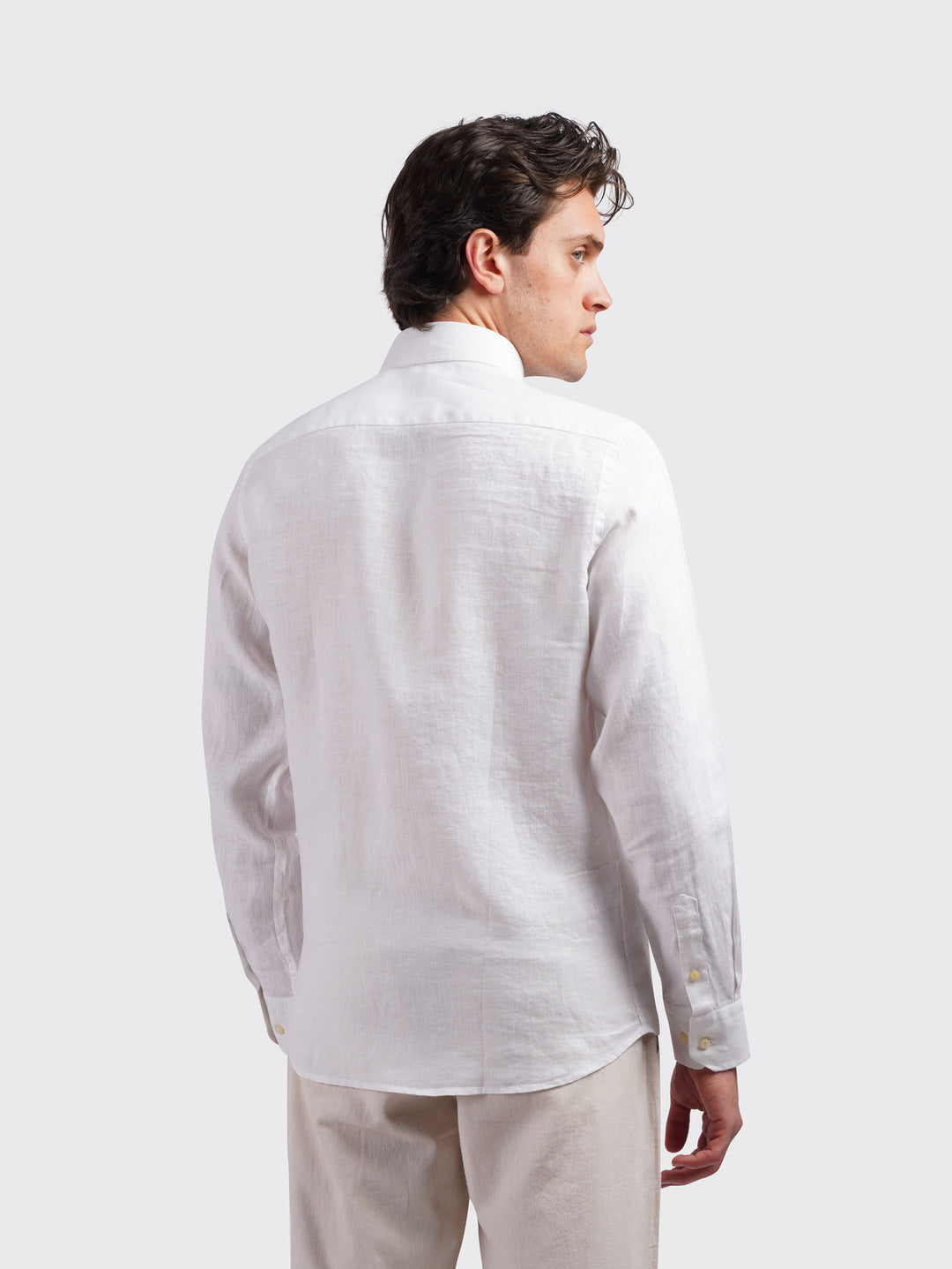 MONOCHROME LEAF EMBROIDERED LINEN SHIRT