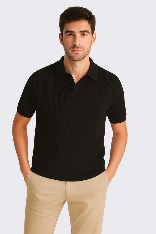 COTTON AJOUR KNITTED POLO SHIRT