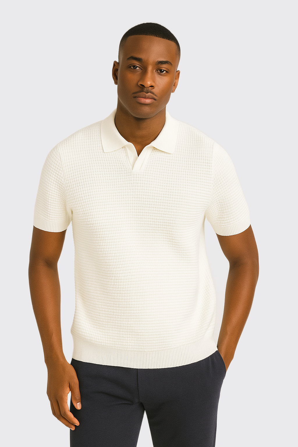 COTTON AJOUR KNITTED POLO SHIRT