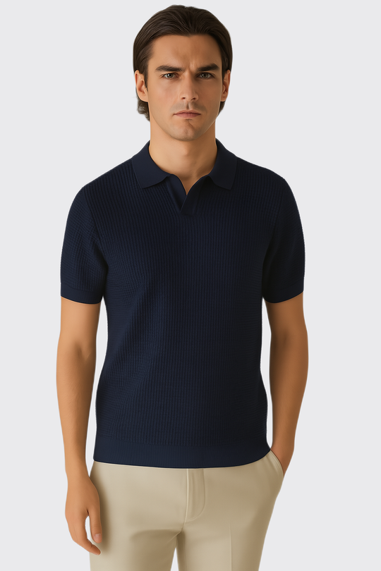 COTTON AJOUR KNITTED POLO SHIRT