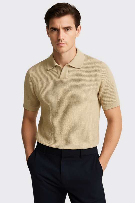 COTTON AJOUR KNITTED POLO SHIRT
