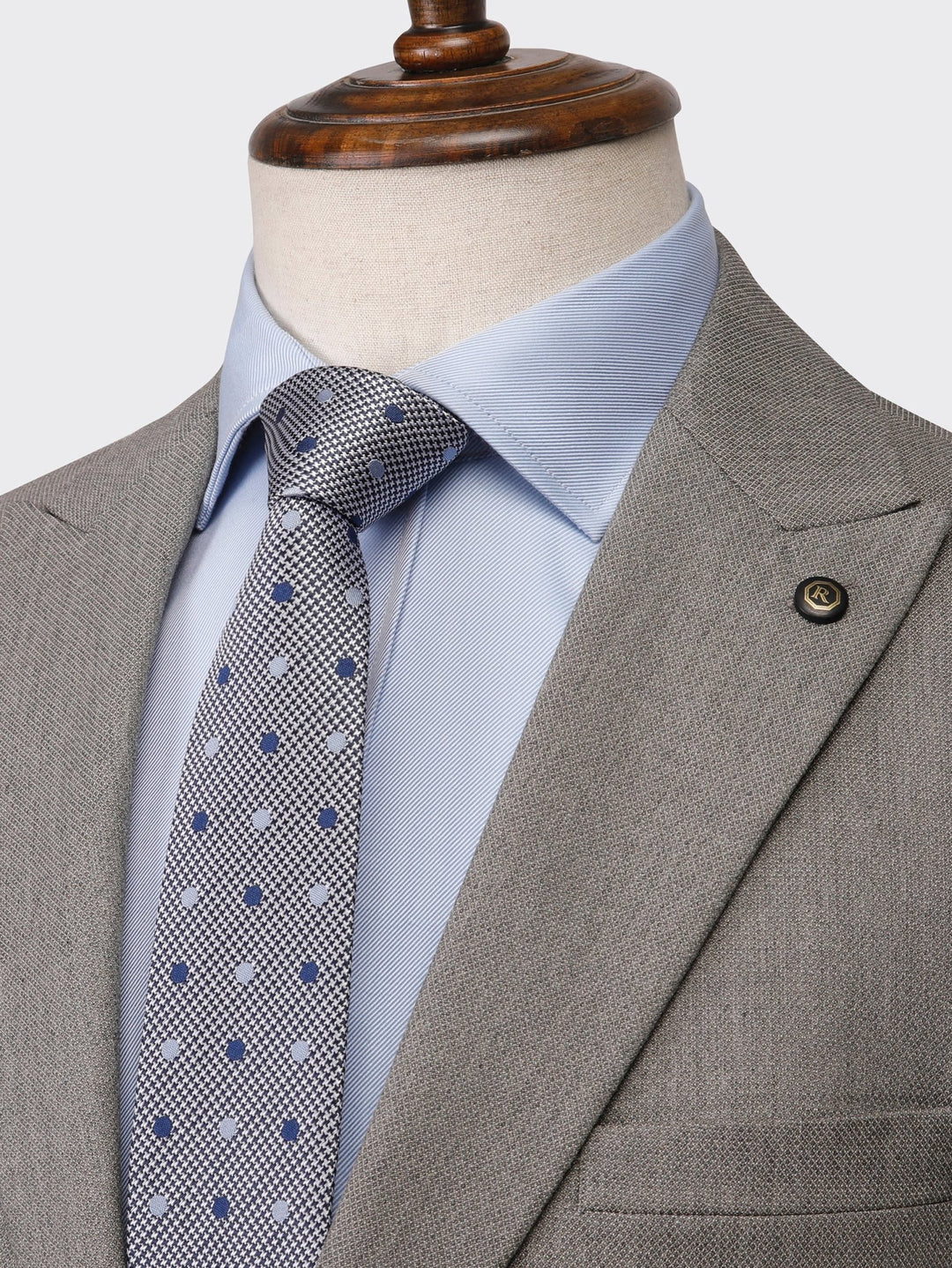 beige Melange Slim Fit suit - Roban