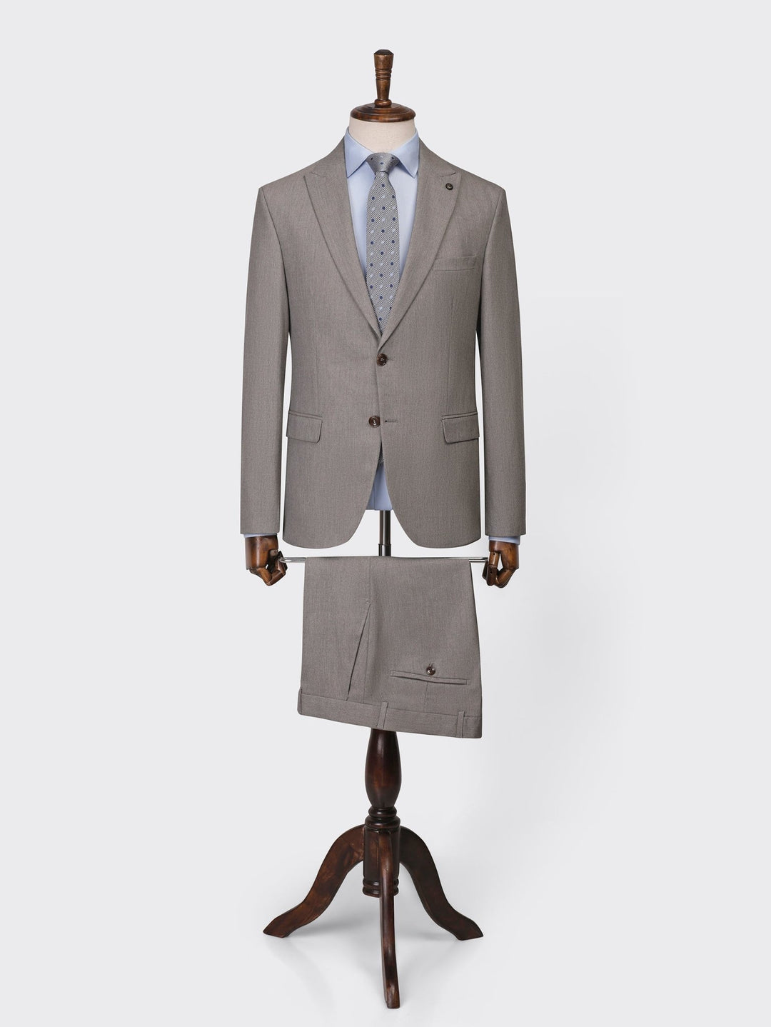 beige Melange Slim Fit suit - Roban