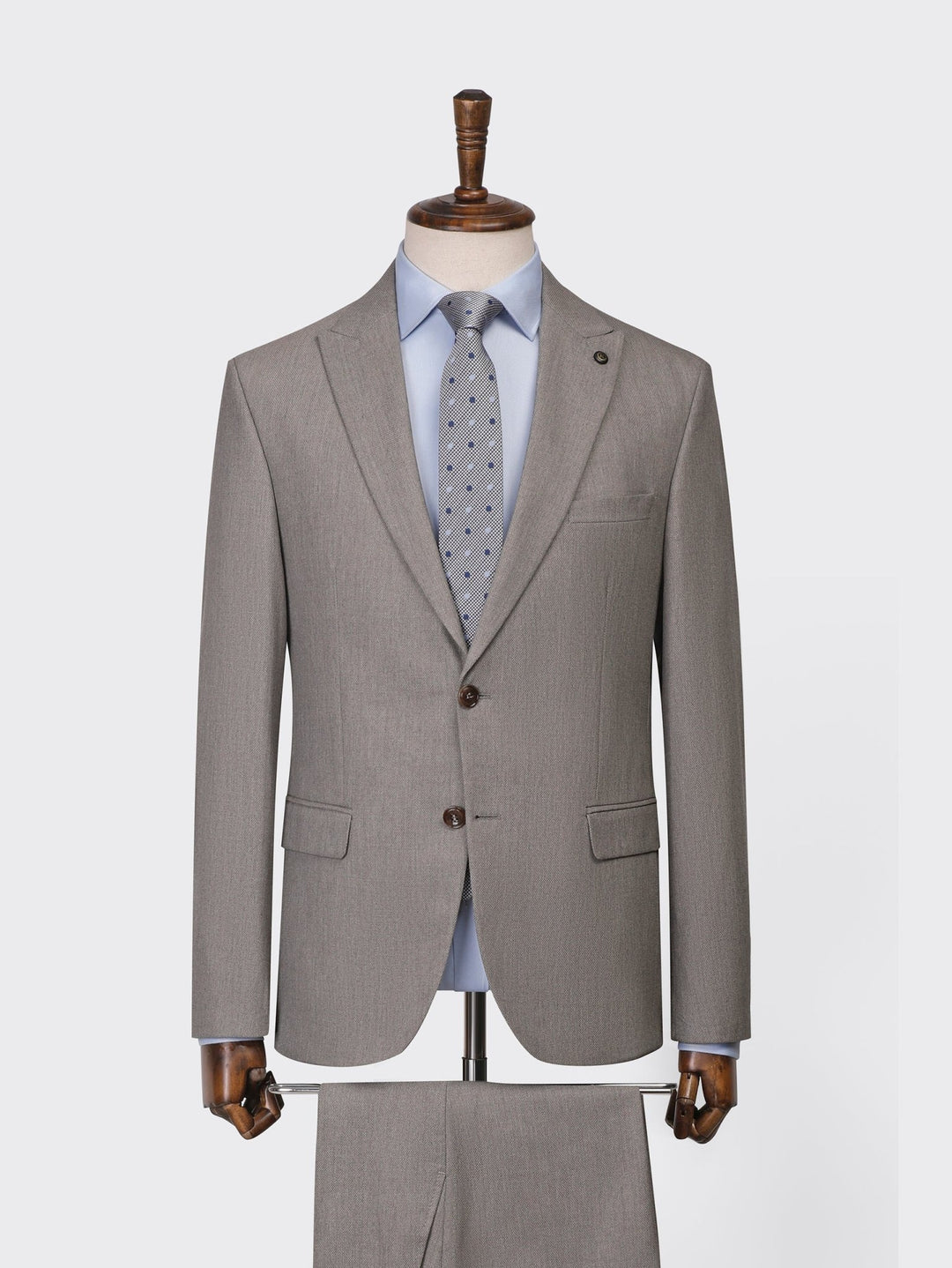 beige Melange Slim Fit suit - Roban