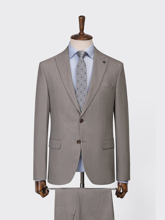 beige Melange Slim Fit suit - Roban