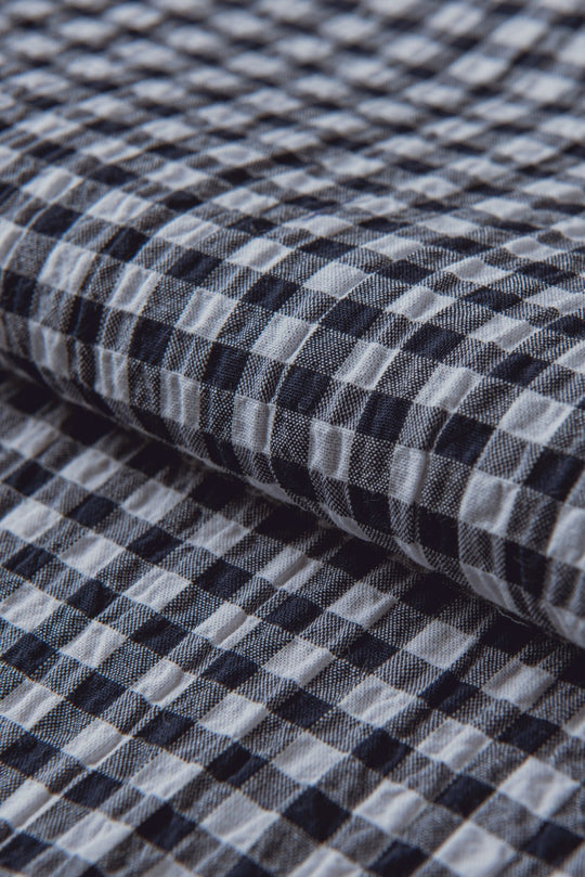 CHECKED CRINKLE - RIBBED COTTON REGULAR FIT SHIRT - Roban