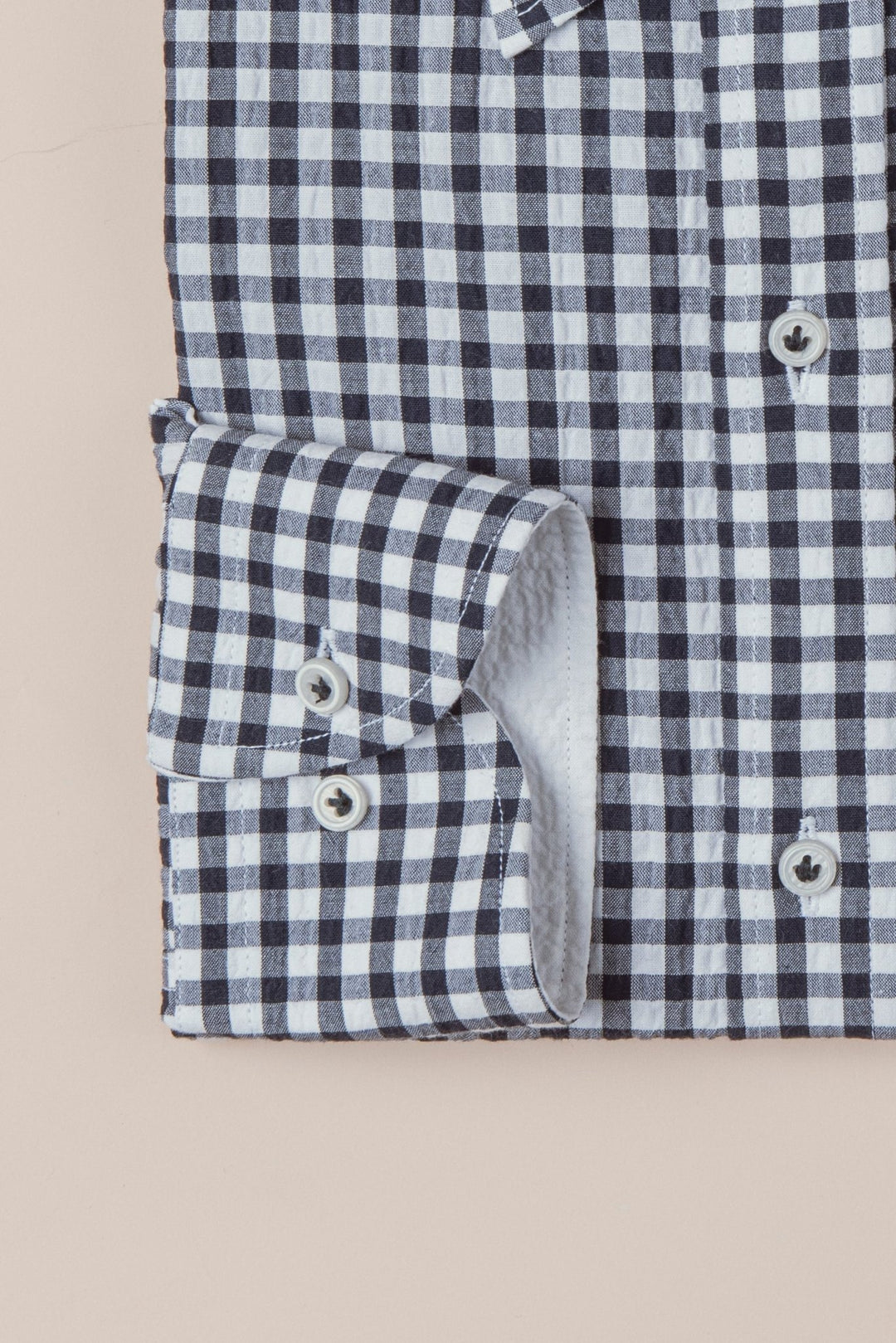 CHECKED CRINKLE - RIBBED COTTON REGULAR FIT SHIRT - Roban