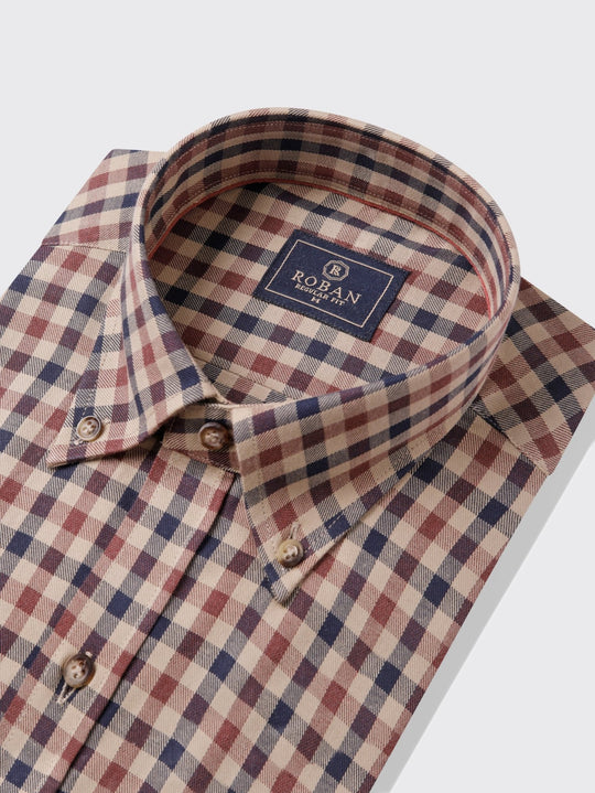 CHECKED FLANNEL COTTON REGULAR FIT SHIRT - Roban