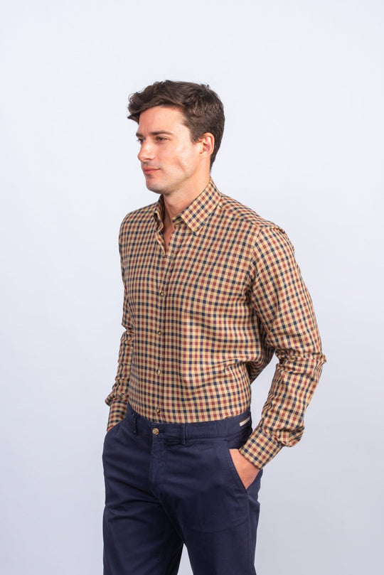 CHECKED FLANNEL COTTON REGULAR FIT SHIRT - Roban