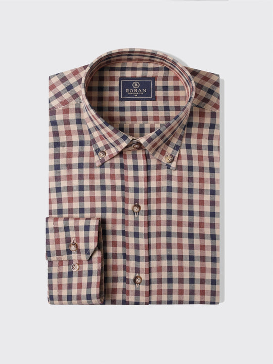 CHECKED FLANNEL COTTON REGULAR FIT SHIRT - Roban