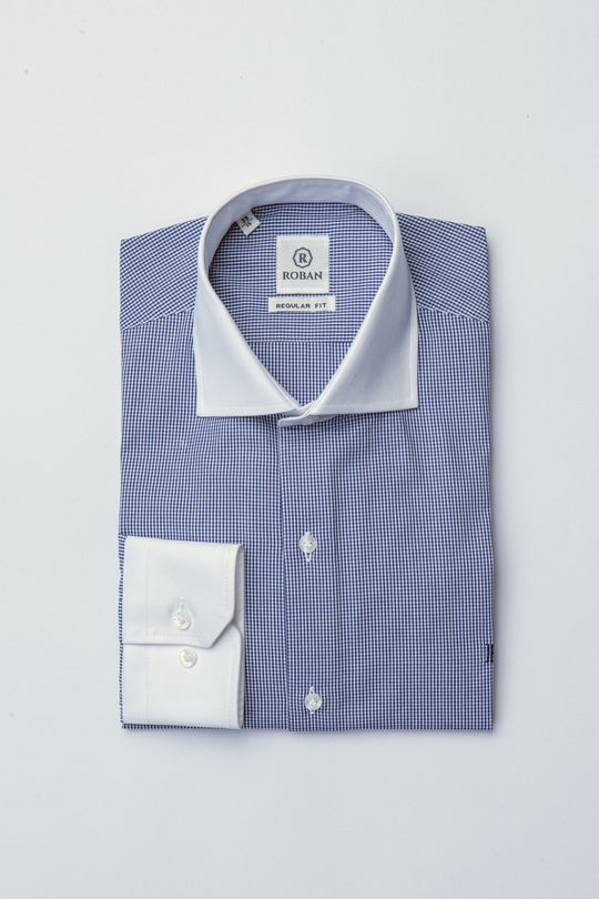 CHECKED REGULAR FIT POPLIN SHIRT - Roban