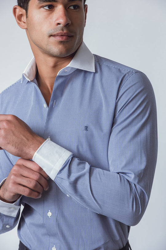CHECKED REGULAR FIT POPLIN SHIRT - Roban