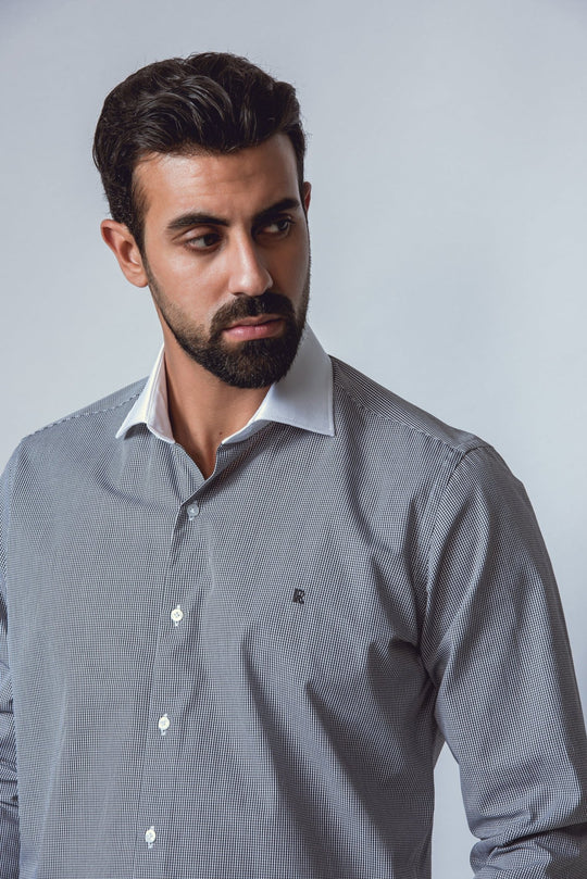 CHECKED REGULAR FIT POPLIN SHIRT - Roban