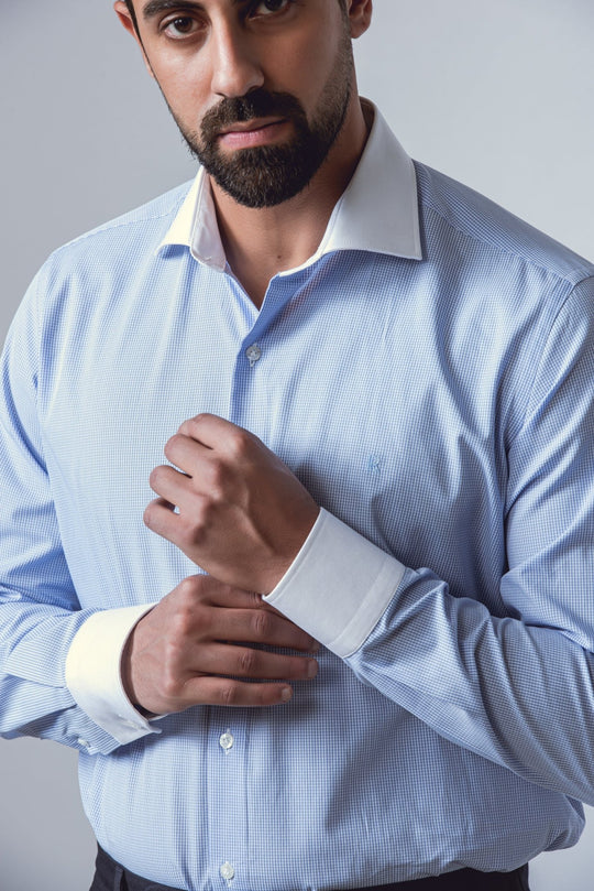 CHECKED REGULAR FIT POPLIN SHIRT - Roban