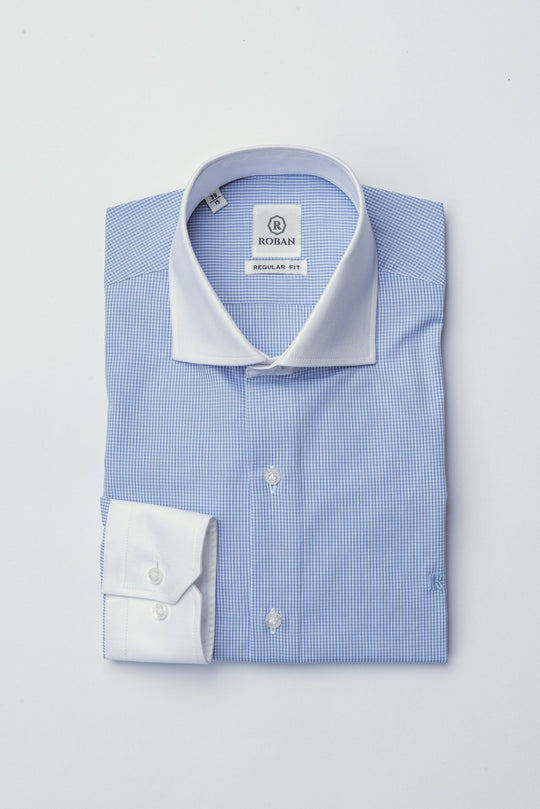 CHECKED REGULAR FIT POPLIN SHIRT - Roban