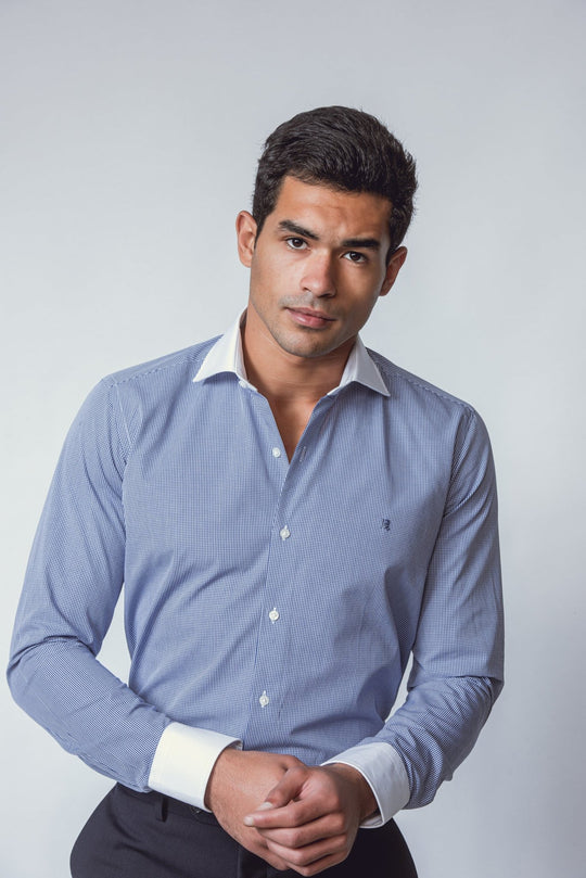 CHECKED REGULAR FIT POPLIN SHIRT - Roban