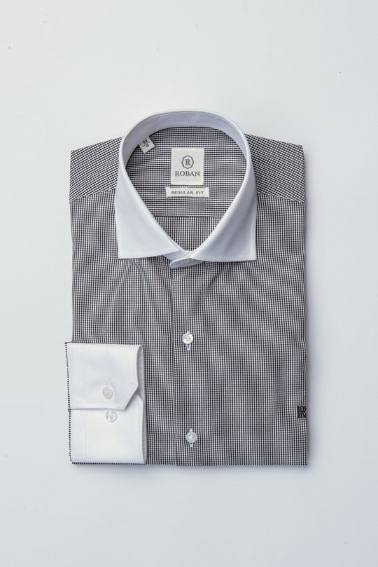 CHECKED REGULAR FIT POPLIN SHIRT - Roban