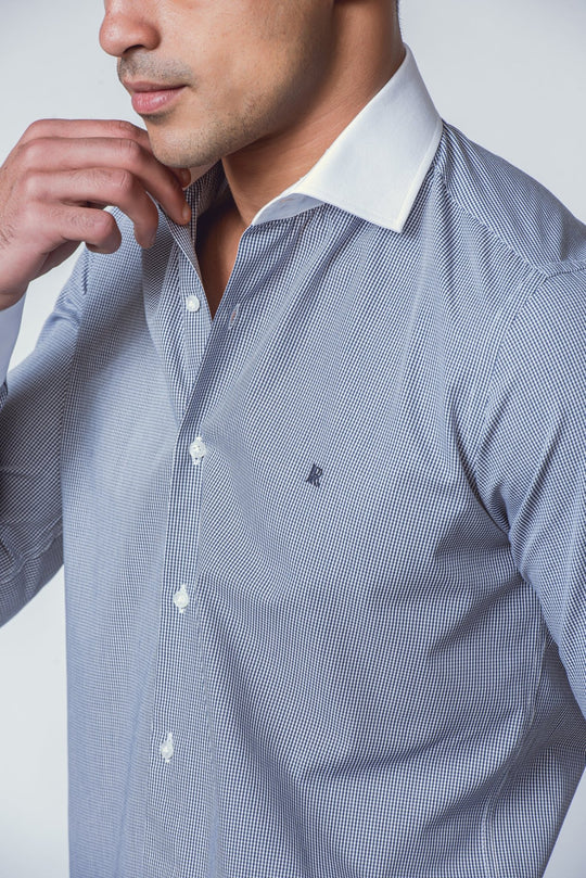 CHECKED REGULAR FIT POPLIN SHIRT - Roban