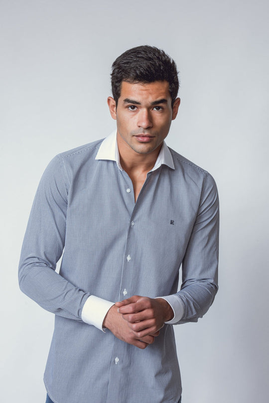 CHECKED REGULAR FIT POPLIN SHIRT - Roban