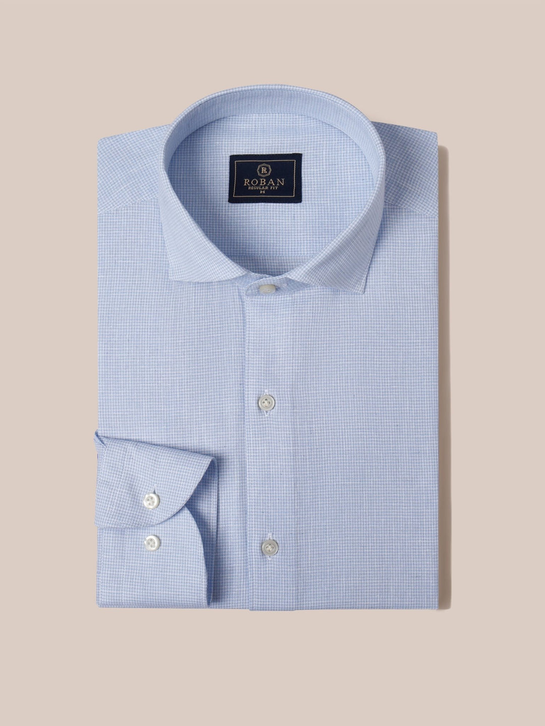 CHECKED WASHED COTTON LINEN REGULAR FIT SHIRT - Roban