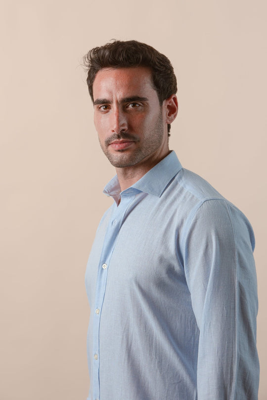 CHECKED WASHED COTTON LINEN REGULAR FIT SHIRT - Roban