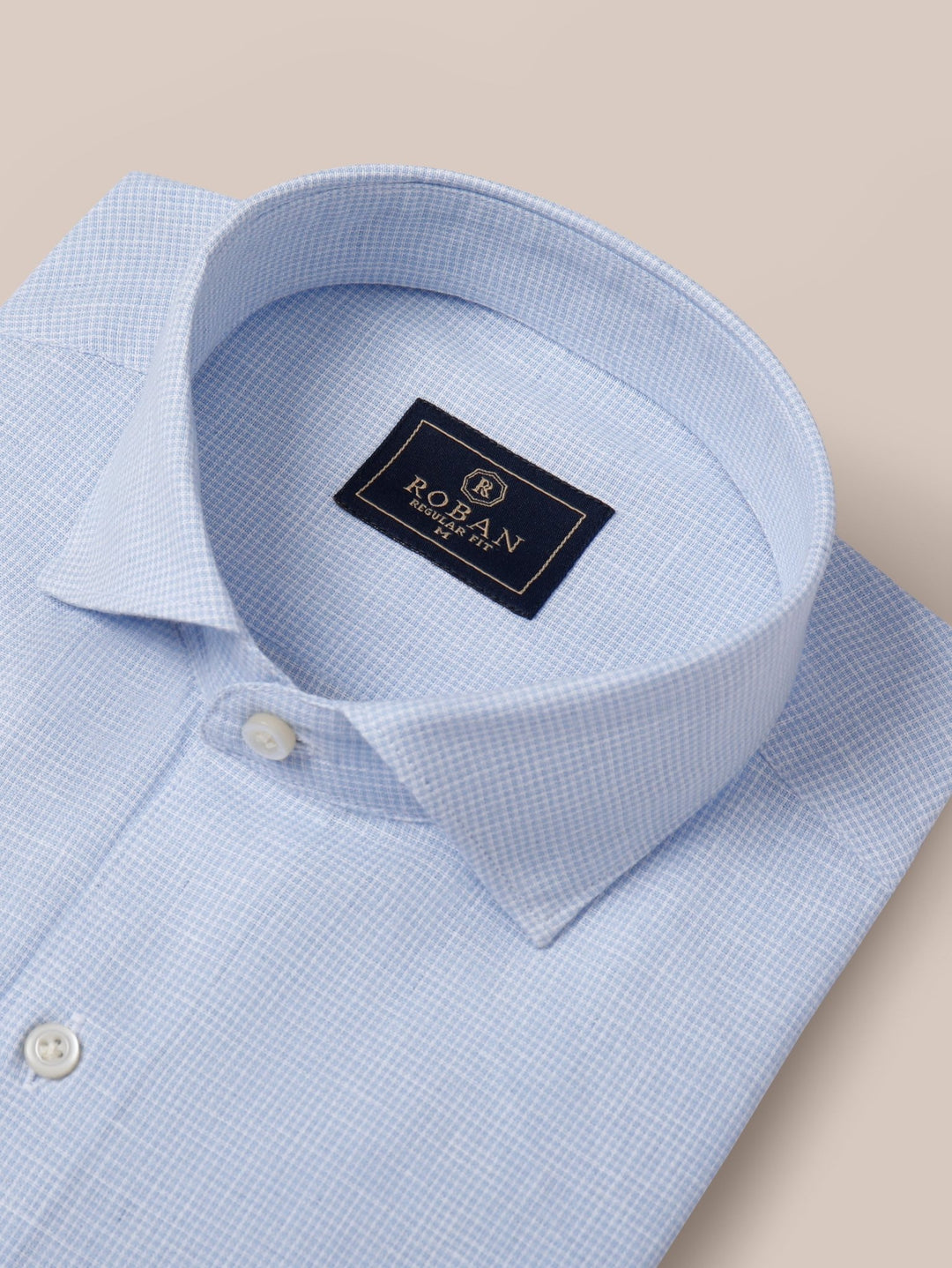 CHECKED WASHED COTTON LINEN REGULAR FIT SHIRT - Roban