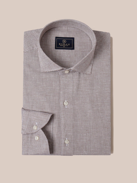 CHECKED WASHED COTTON LINEN REGULAR FIT SHIRT - Roban