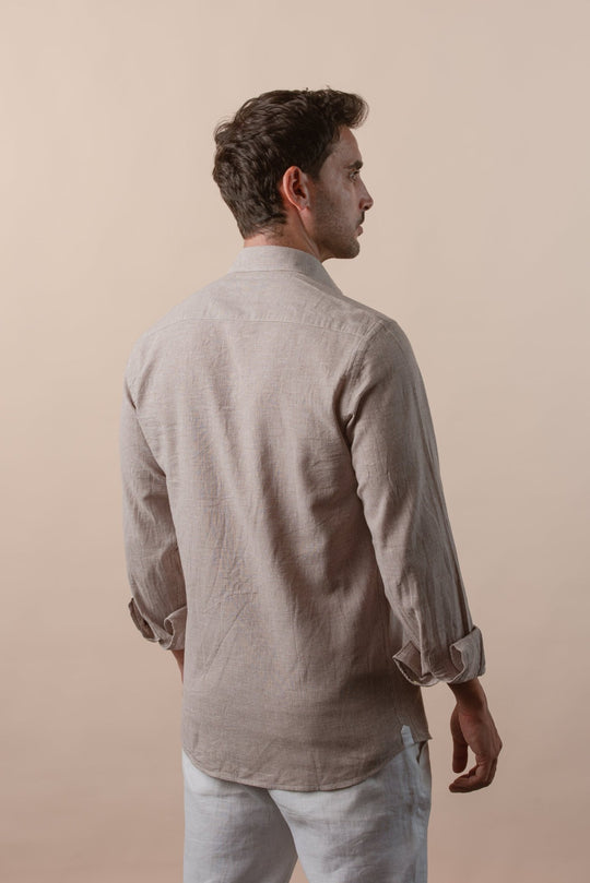 CHECKED WASHED COTTON LINEN REGULAR FIT SHIRT - Roban