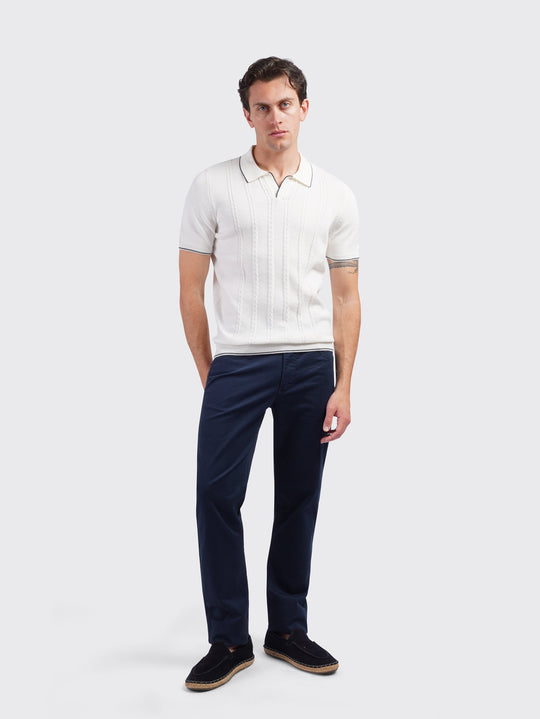 COTTON AJOUR KNITTED POLO SHIRT - Roban