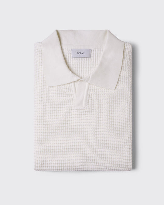 COTTON AJOUR KNITTED POLO SHIRT - Roban