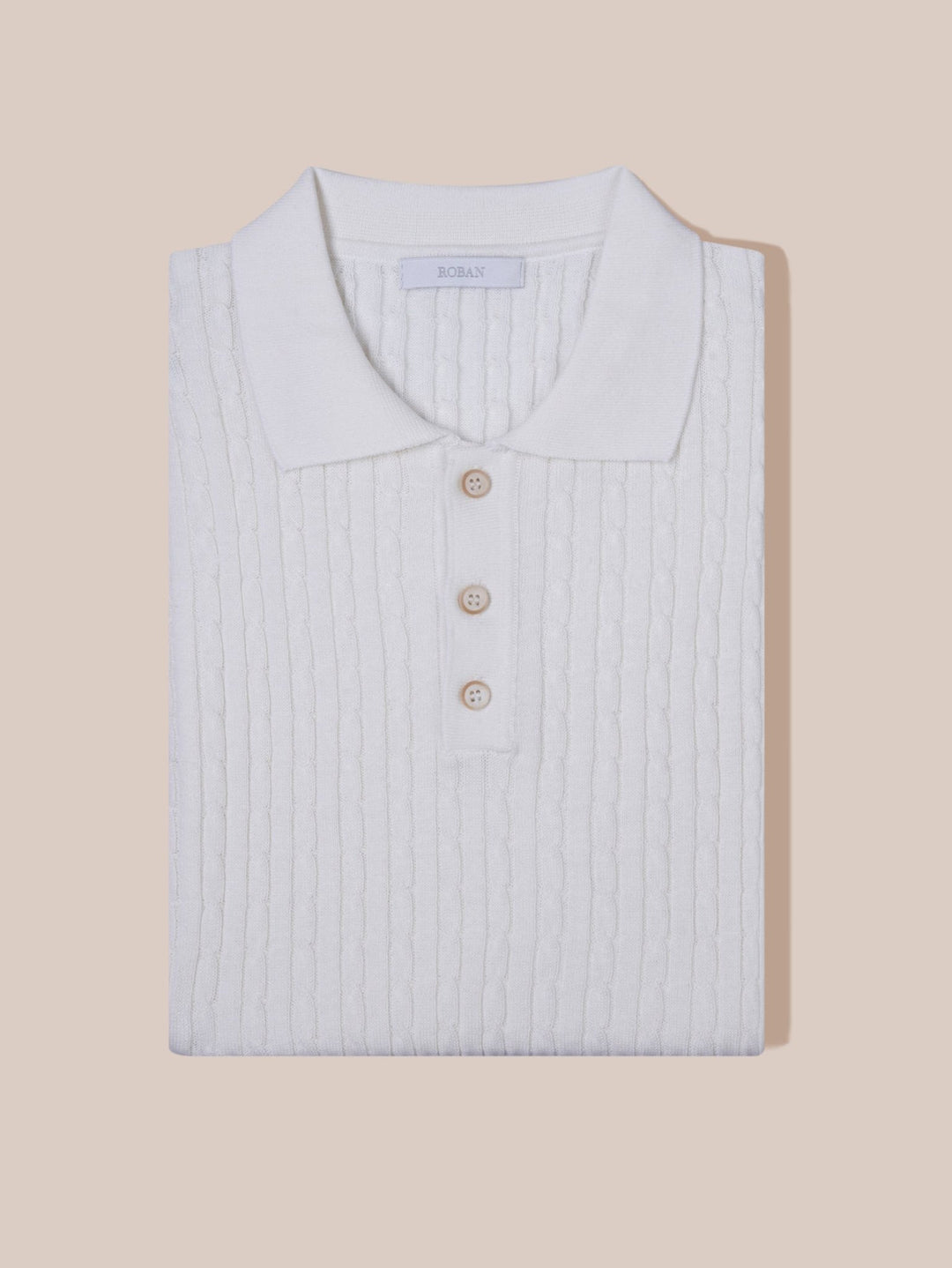 COTTON AJOUR KNITTED POLO SHIRT - Roban
