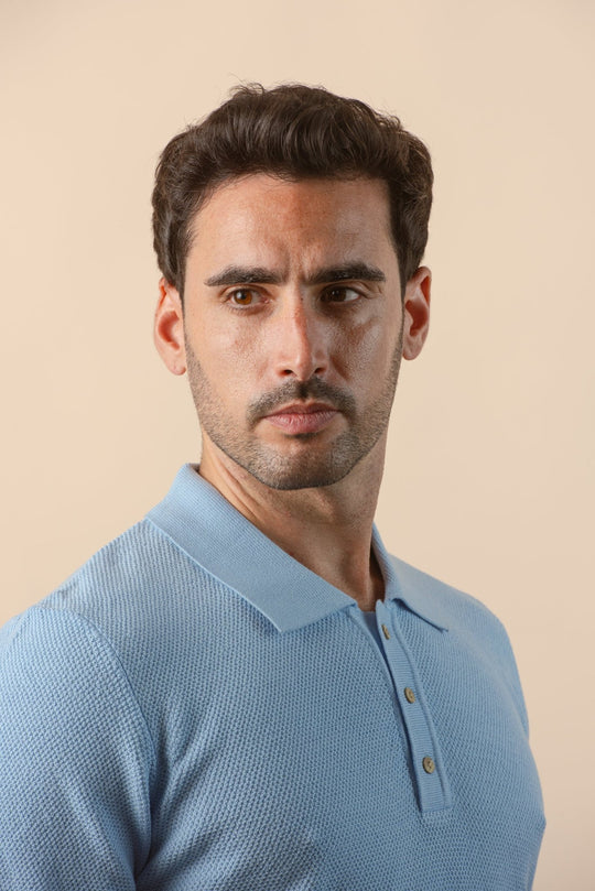 COTTON AJOUR KNITTED POLO SHIRT - Roban