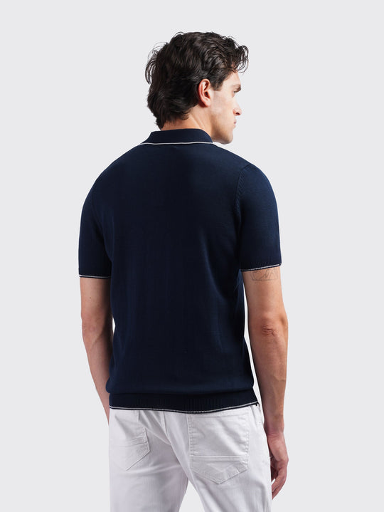 COTTON AJOUR KNITTED POLO SHIRT - Roban