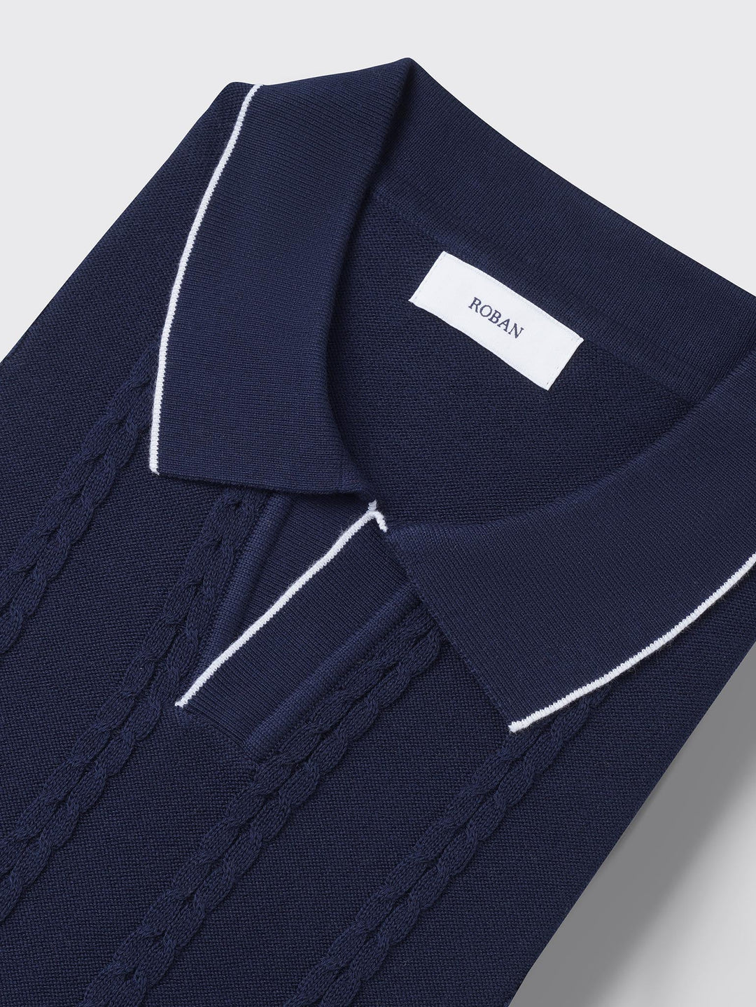 COTTON AJOUR KNITTED POLO SHIRT - Roban