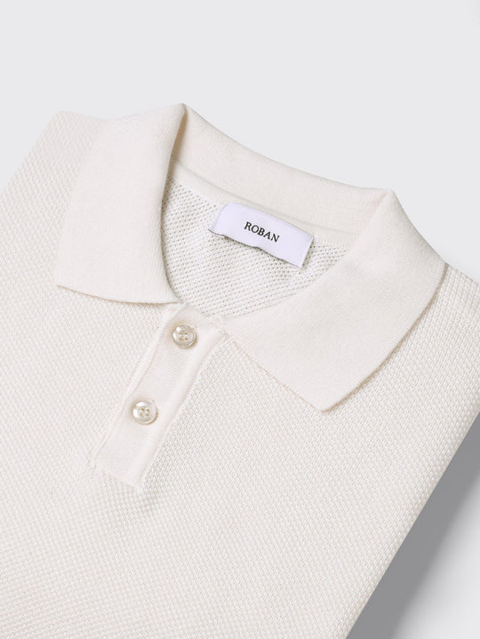 COTTON AJOUR KNITTED POLO SHIRT - Roban