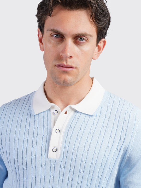COTTON AJOUR KNITTED POLO SHIRT - Roban