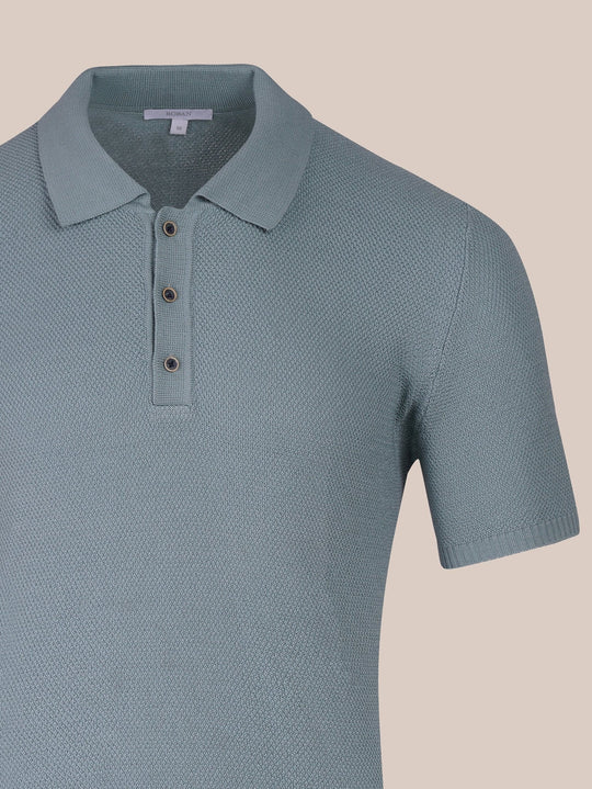 COTTON AJOUR KNITTED POLO SHIRT - Roban