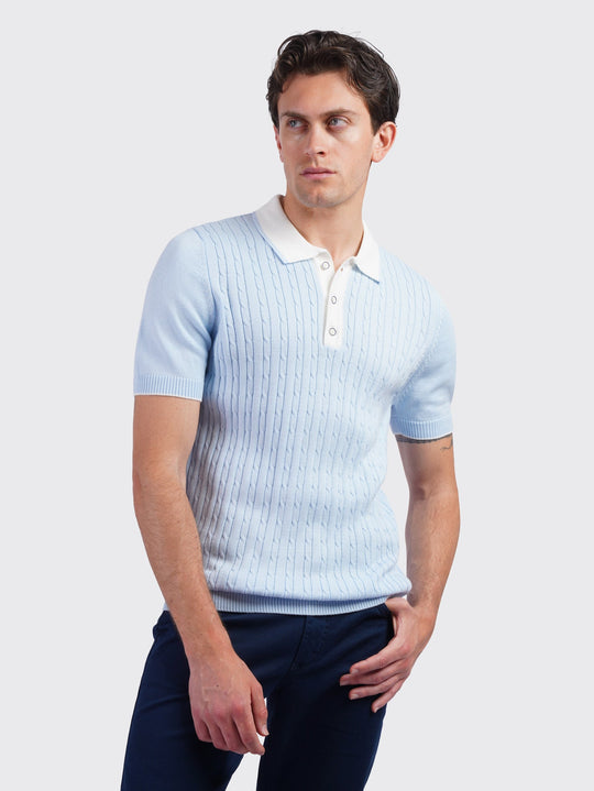 COTTON AJOUR KNITTED POLO SHIRT - Roban