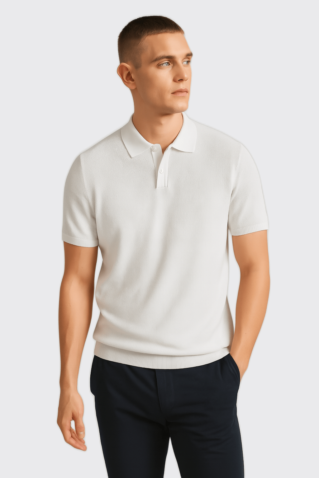COTTON AJOUR KNITTED POLO SHIRT - Roban