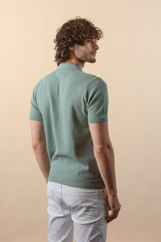 COTTON AJOUR KNITTED POLO SHIRT - Roban