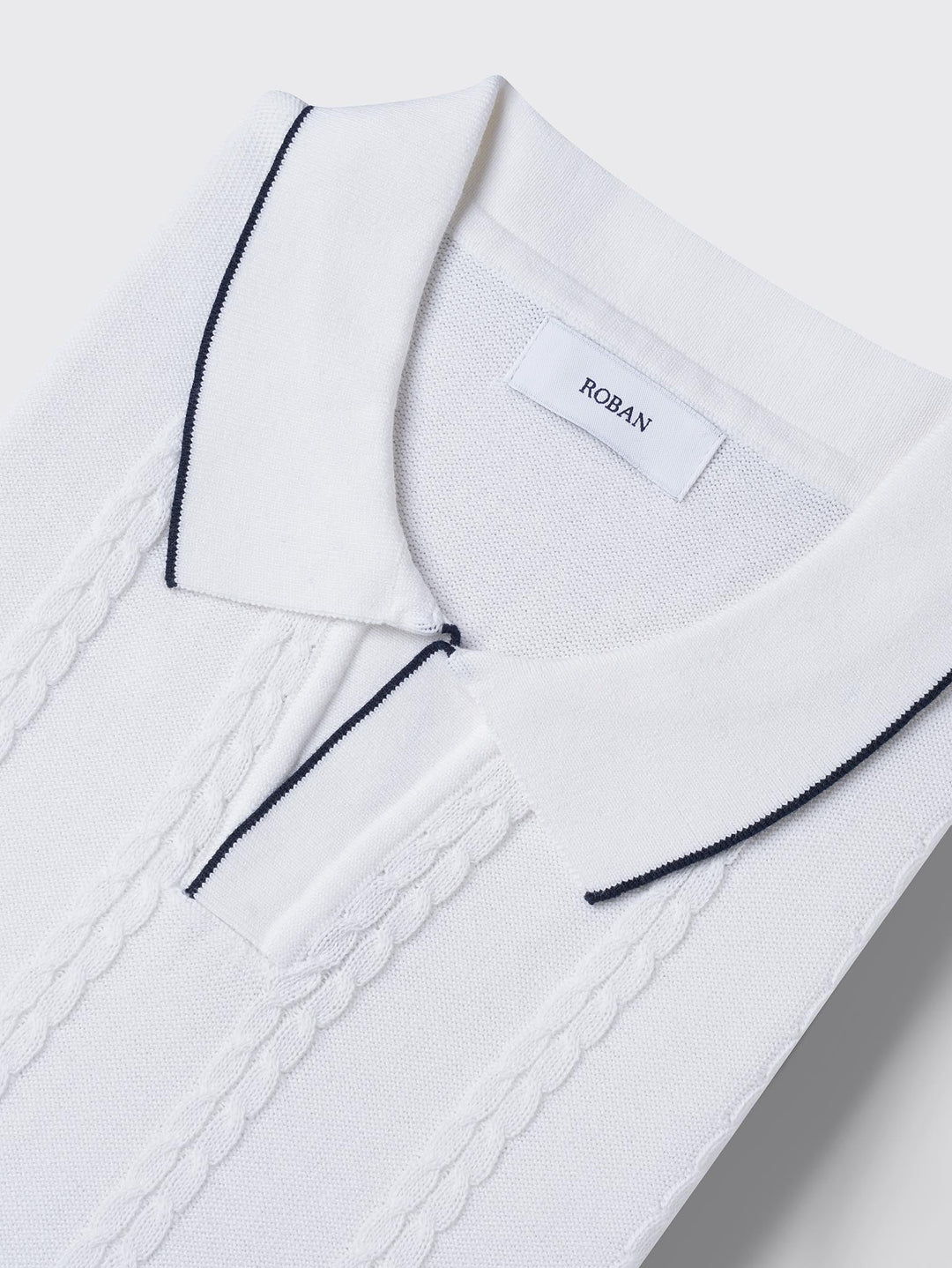 COTTON AJOUR KNITTED POLO SHIRT - Roban