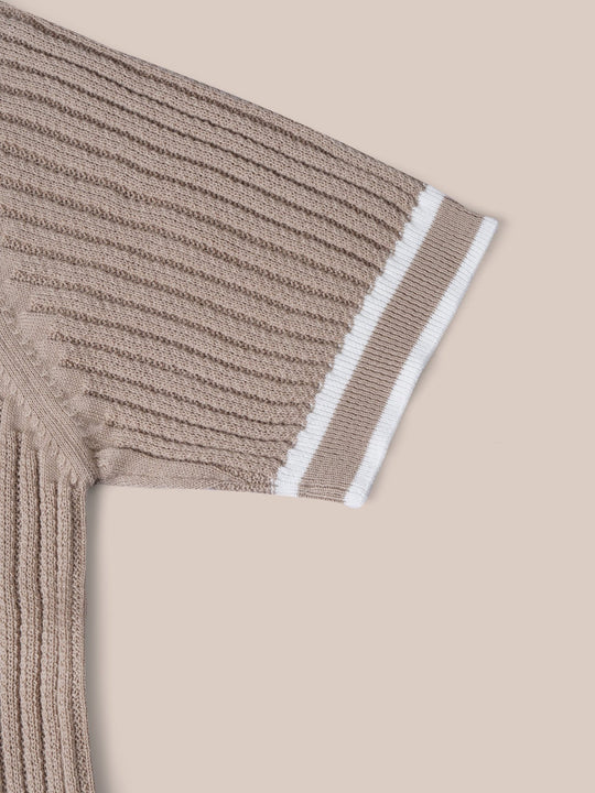 COTTON AJOUR KNITTED POLO SHIRT - Roban