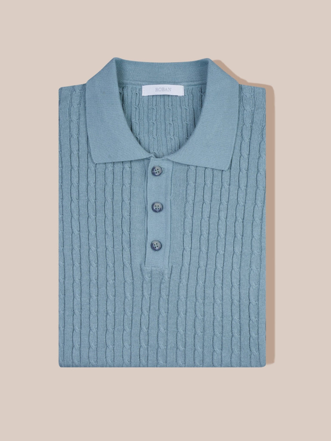 COTTON AJOUR KNITTED POLO SHIRT - Roban