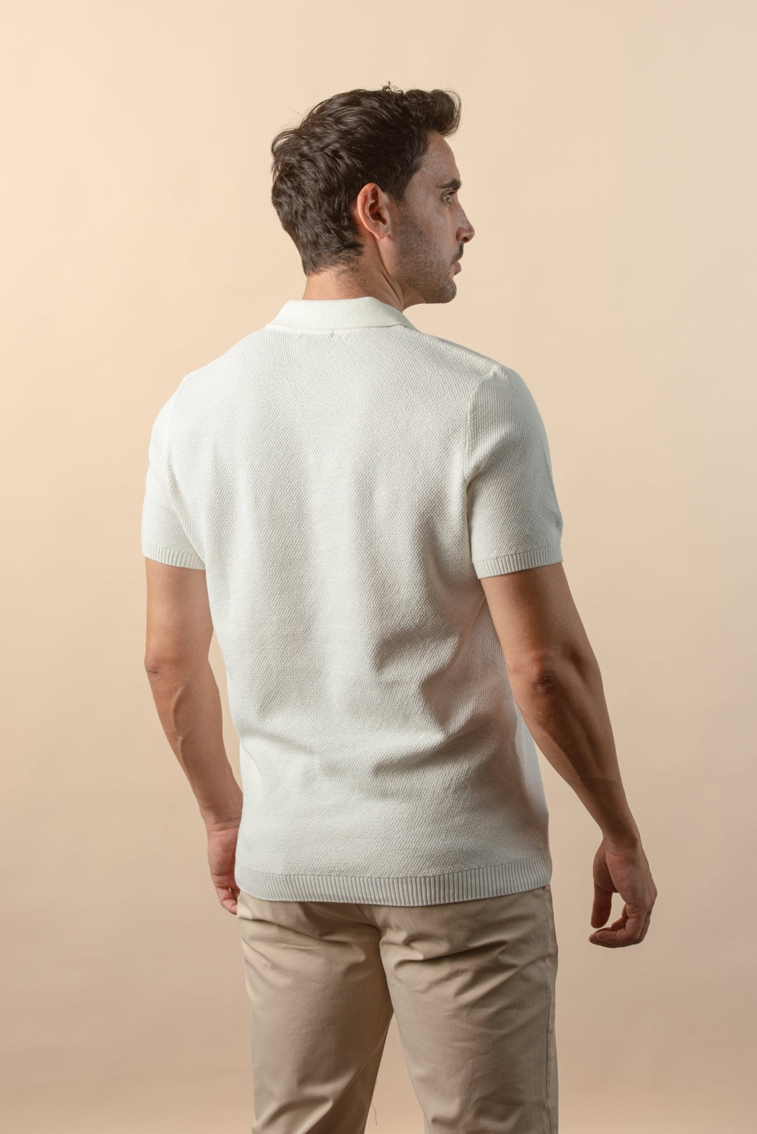 COTTON AJOUR KNITTED POLO SHIRT - Roban