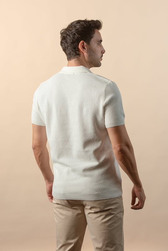 COTTON AJOUR KNITTED POLO SHIRT - Roban