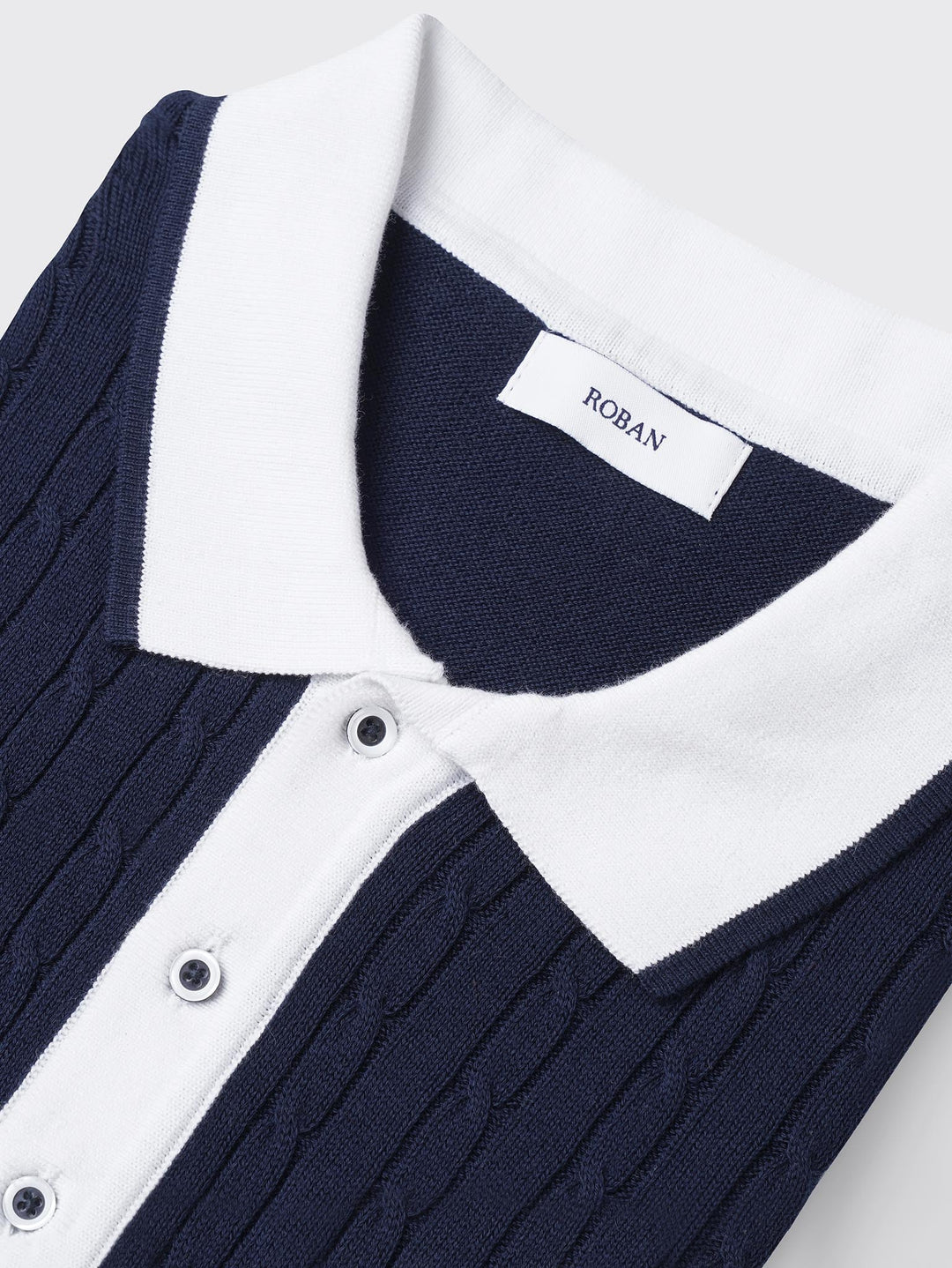 COTTON AJOUR KNITTED POLO SHIRT - Roban