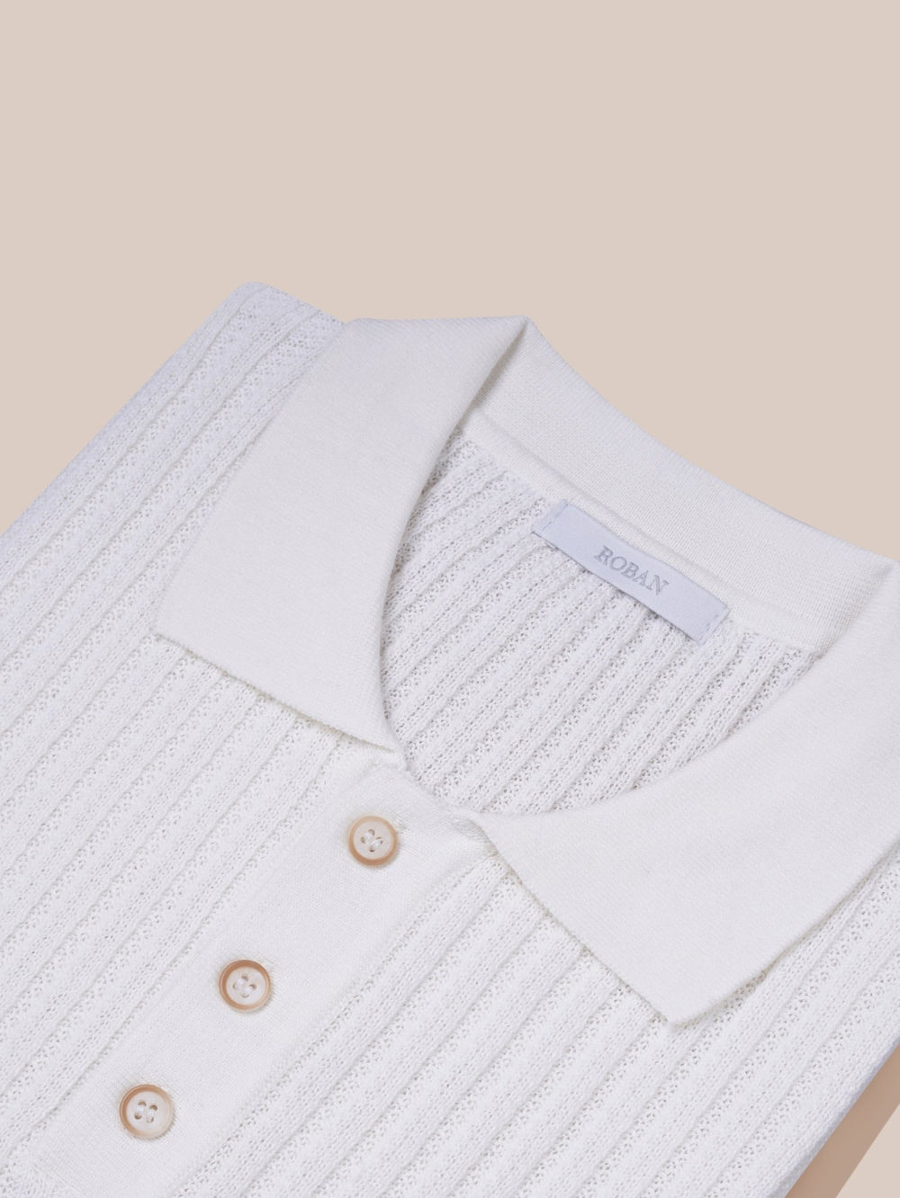 COTTON AJOUR KNITTED POLO SHIRT - Roban